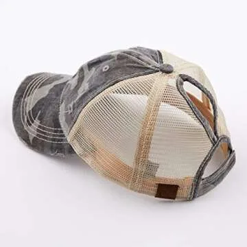 C.C Distressed Camo Ponytail Hat Sunshine Essential