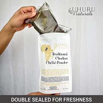 Uhuru Naturals Sahel Cosmetics Chebe Powder - Contains All-Natural Ingredients Promotes Strong and H...