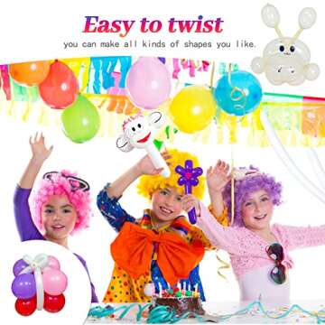 ZBYDNG 260 Balloons Clear, Thickening Long Balloons for Tying Balloon Arch, Twisting Latex Animals Magic Balloons Modeling Skinny Birthday Balloons for Kid‘s Party Wedding Decoartion Supply 100pcs