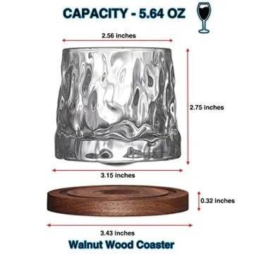 BOLESTA Whiskey Glass Set with Coasters - Perfect Gift
