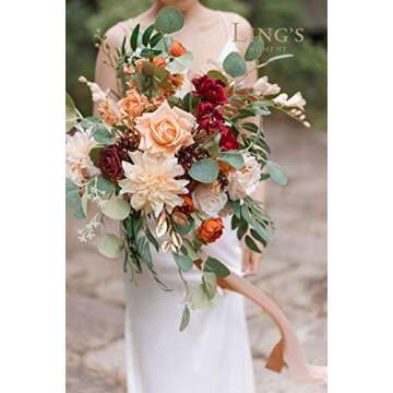 Ling's Moment Terracotta Artificial Flowers Greenery Grand Box Set, Burnt Orange & Pink Fake Flower ...