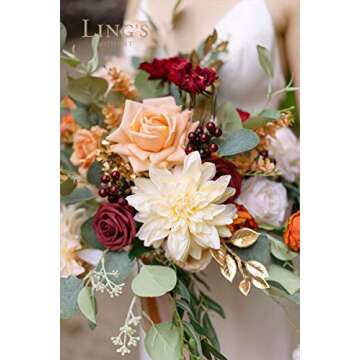 Ling's Moment Terracotta Artificial Flowers Greenery Grand Box Set, Burnt Orange & Pink Fake Flower for DIY Wedding Bridal Bouquet, Centerpieces Decor, Floral Arrangement Decor, etc.