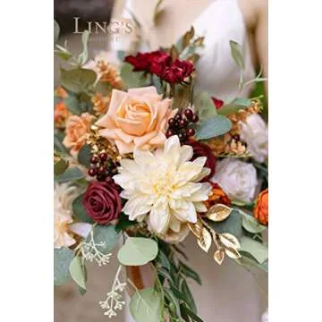 Ling's Moment Terracotta Artificial Flowers Greenery Grand Box Set, Burnt Orange & Pink Fake Flower for DIY Wedding Bridal Bouquet, Centerpieces Decor, Floral Arrangement Decor, etc.