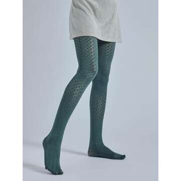 Sahabowi Women Grid Luxury Pantyhose, Sheer High Waist Tights, Control Top Stockings, Super Elasticity&Thin (LW2023101801green, 1pc)