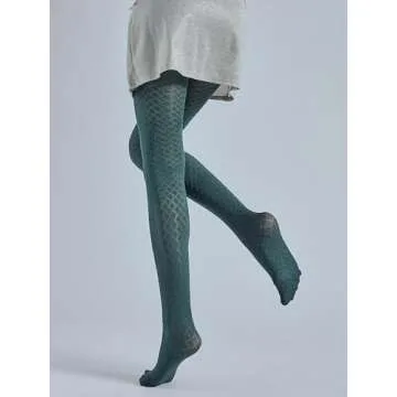 Sahabowi Women Grid Luxury Pantyhose, Sheer High Waist Tights, Control Top Stockings, Super Elasticity&Thin (LW2023101801green, 1pc)