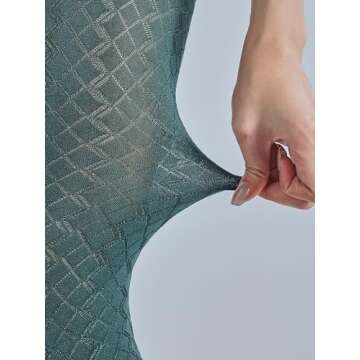 Sahabowi Women Grid Luxury Pantyhose, Sheer High Waist Tights, Control Top Stockings, Super Elasticity&Thin (LW2023101801green, 1pc)