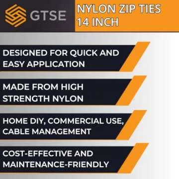 GTSE 14 Inch White/Clear Zip Ties - 100 Pack, 50lb Strength