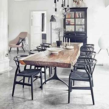 2xhome Set of 2 Wishbone Solid Wood Armchairs with Arms Open Y Back Farmhouse Dining Office Chairs w...
