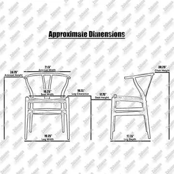 2xhome Set of 2 Wishbone Solid Wood Armchairs with Arms Open Y Back Farmhouse Dining Office Chairs with Woven Black Seat (Black)