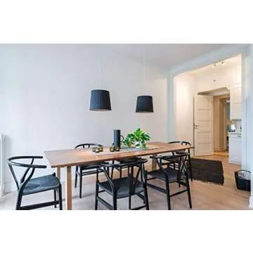 2xhome Set of 2 Wishbone Solid Wood Armchairs with Arms Open Y Back Farmhouse Dining Office Chairs with Woven Black Seat (Black)