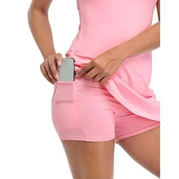 HDE Womens Exercise Workout Dress with Built-in Shorts Sleeveless Athletic Dresses for Golf Tennis P...