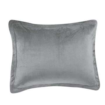 Amazon Basics Ultra-Soft Micromink Sherpa Comforter 3-Piece Bedding Set, Full/Queen, Solid, Charcoal