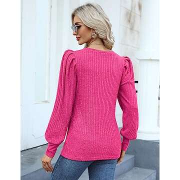 Stylish HOTOUCH Women's Knit Sweater with Lantern Sleeves