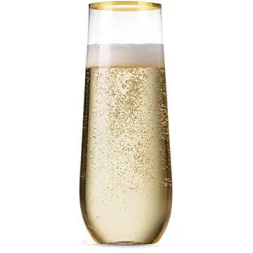 Munfix 48 Pack Stemless Plastic Champagne Flutes