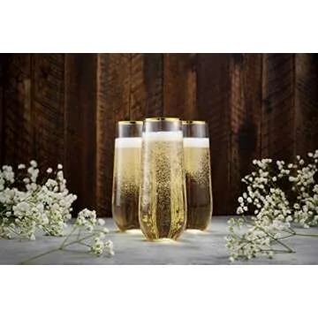 Munfix 48 Pack Stemless Plastic Champagne Flutes