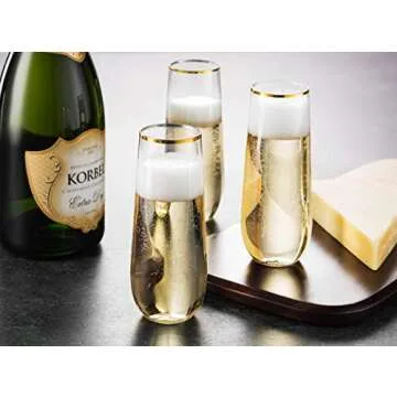 Munfix 48 Pack Stemless Plastic Champagne Flutes