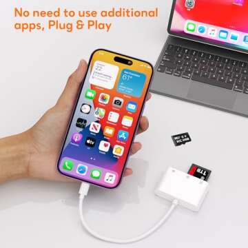 WQK SD Card Reader for iPhone, Memory Card Veiwer Support SD Card and TF Card Micro SD Card, USB Camera Adapter for Lightning Devices Compatible with iPhone 13 12 11 and More