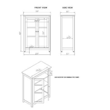 Savannah Pie Safe Cabinet with 2 Glass Doors, Ivory w/ Natural Wood Top | Coastal, Farmhouse Living Room Storage | Pine, Composite Wood | Wipe Clean |30"W x 16"D x 40"H