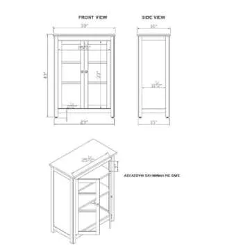 Savannah Pie Safe Cabinet with 2 Glass Doors, Ivory w/ Natural Wood Top | Coastal, Farmhouse Living Room Storage | Pine, Composite Wood | Wipe Clean |30"W x 16"D x 40"H