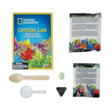 NATIONAL GEOGRAPHIC Glow-in-the-Dark Crystal Growing Lab - DIY Crystal Creation - Includes Real Fluorite Crystal Specimen