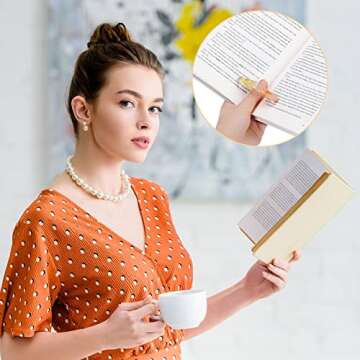 2 Pieces Dried Flower Resin Book Page Holder Transparent Thumb Ring Handmade Personalized Bookmark Reading Accessories for Teachers Book Lovers Literary (Stylish Style)