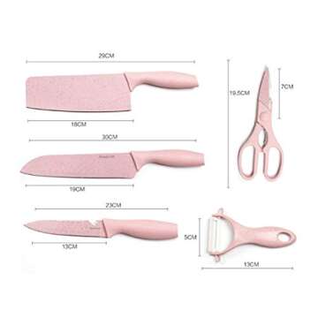 Neal LINK pink knife set with block-knife set pink kitchen accessories-knives set for Kitchen Peeler