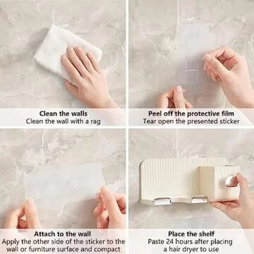 DASITON Hair Dryer Holder Wall Mounted,Hair Dryer Holder,Bathroom Blow Dryer Stand Storage,Vanity Organizer for Accessories,Towel Rack,Makeup,Curling Irons,and Toiletries（Clear Green）