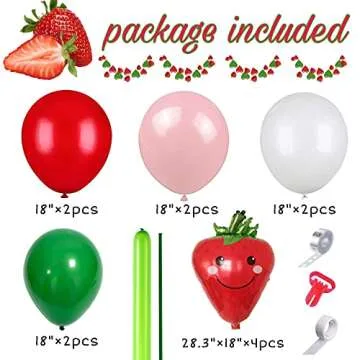 Strawberry Balloon Garland Set for Birthday Parties