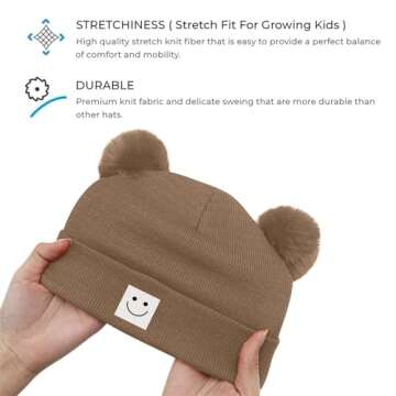 Baby Beanie Hat Toddler Infant Winter Knitted Hat Kids Soft Warm Pom Pom Beanie Cap for Boys Girls (0-6 Months, Blue)