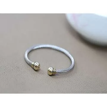 Elegant UNY Jewel Twisted Cable Wire Cuff Bangle Bracelet