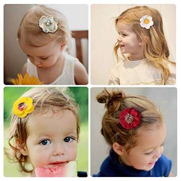 Jesries 15 Pack Baby Girls Hair Clips Hair Bows Fully Lined Non Slip for Fine Handmade Hair Accessories for Newborn Infant Toddler Kids
