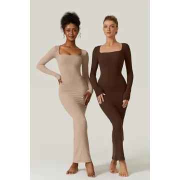 Stylish QINSEN Long Sleeve Lounge Dress for Women