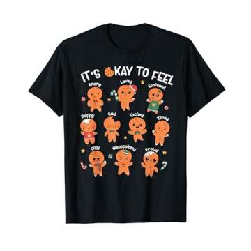Its Okay To Feel Gingerbread Cookies Christmas Mental Health T-Shirt