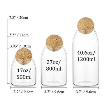 3Pcs/Set Glass Food Storage Jars with Wood Lid Ball, Bamboo Glass Storage Containers with Good Sealing, Different Sizes Coffee Container for Kitchen Counter, Pantry, Tea, Sugar, Flour