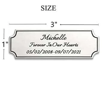 3"W x 1"H, Custom Elegant Engraved Plate, Personalized Memorial Name Plate for Trophy, Frames, Urn, Brass or Stainless Steel Laser Engraved Plaque with Adhesive Backing or Screws (Silver, Gold)