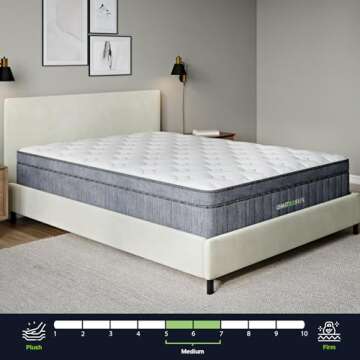 GhostBed Flex 13 Inch Memory Foam & Innerspring Hybrid Mattress, Medium Feel, Made in The USA, Queen
