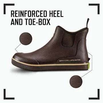 Gator Waders Mens Camp Boots, Brown, Size 11 - Ankle High Waterproof Shoes for Rain and Mud, Fishing, Hunting, and Camp Wear