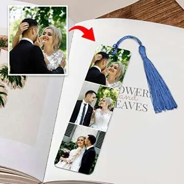 Personalized Master Metal Book Mark with Tassel Custom Engraved Photo Color Picture Bookmark for Girlfriend Boyfriend Book Worms Birthdays Christmas Valentine's Day Gift