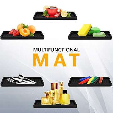 ZAPPOWARE Silicone Kitchen Sink Caddy Sponge Holder 12"x4.7", Black - Bathroom Vanity Tray Organizer...