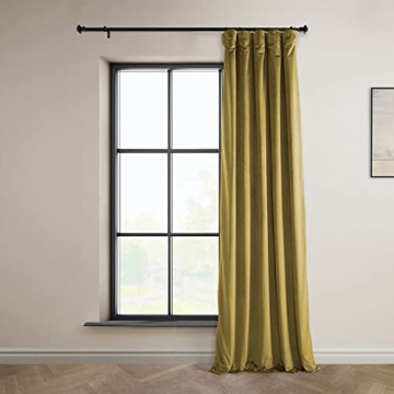HPD Velvet Room Darkening Curtains 50W x 96L Peat Green