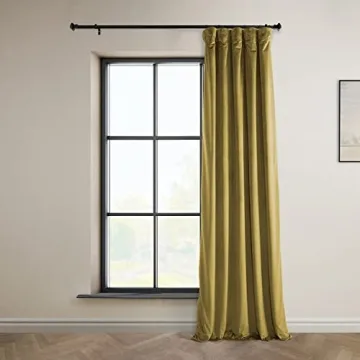 HPD Velvet Room Darkening Curtains 50W x 96L Peat Green