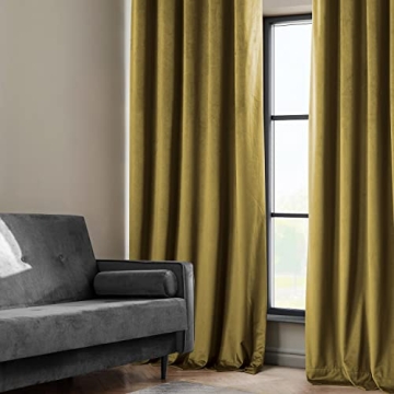 HPD Velvet Room Darkening Curtains 50W x 96L Peat Green