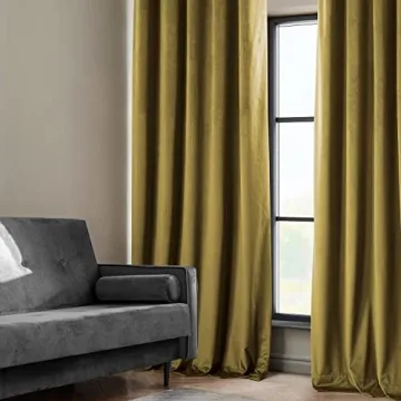 HPD Velvet Room Darkening Curtains 50W x 96L Peat Green