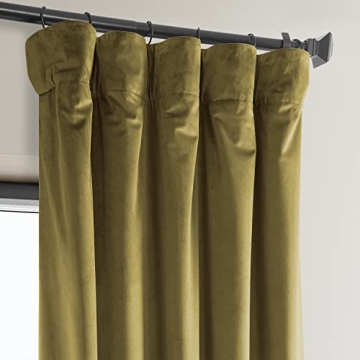 HPD Velvet Room Darkening Curtains 50W x 96L Peat Green