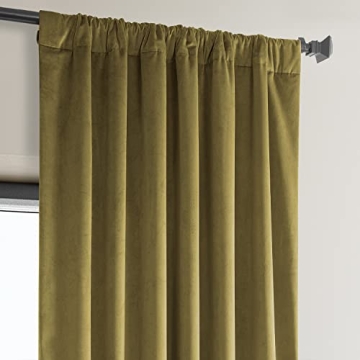 HPD Velvet Room Darkening Curtains 50W x 96L Peat Green