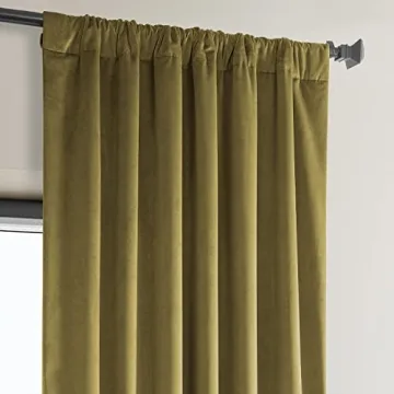 HPD Velvet Room Darkening Curtains 50W x 96L Peat Green