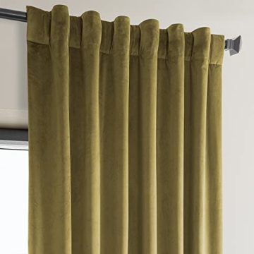 HPD Velvet Room Darkening Curtains 50W x 96L Peat Green