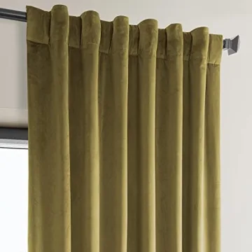 HPD Velvet Room Darkening Curtains 50W x 96L Peat Green