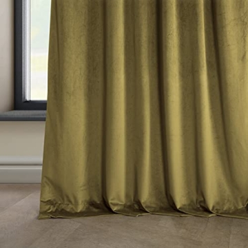 HPD Velvet Room Darkening Curtains 50W x 96L Peat Green
