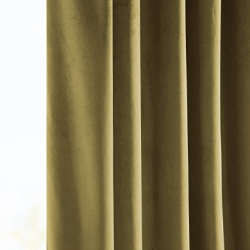 HPD Velvet Room Darkening Curtains 50W x 96L Peat Green